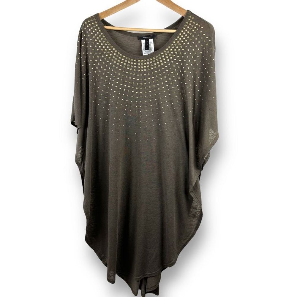 BCBGMAXAZRIA olive green caftan style top size M